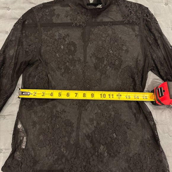 Mango Mesh Floral Mock-Neck Top - Picture 5 of 6